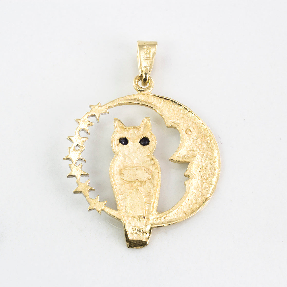 Moon and Owl Two-Tone Pendant