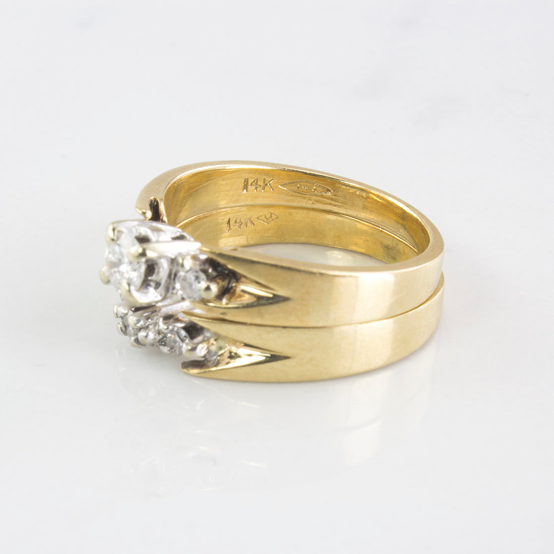 Prong Set Diamond Wedding Ring Set | 0.29 ctw | SZ 4.75 |
