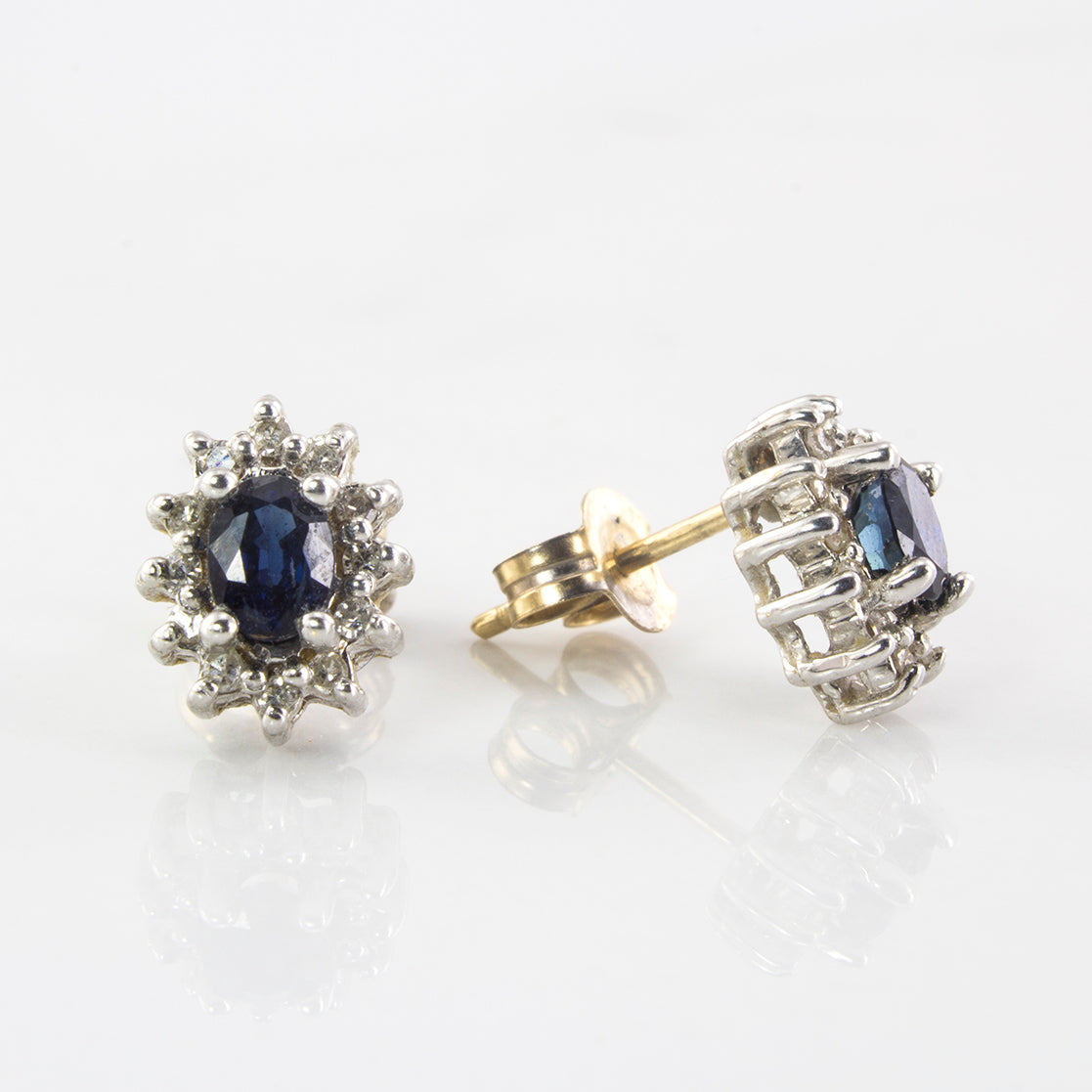 Diamond and Sapphire Stud Earrings | 0.12 ctw |