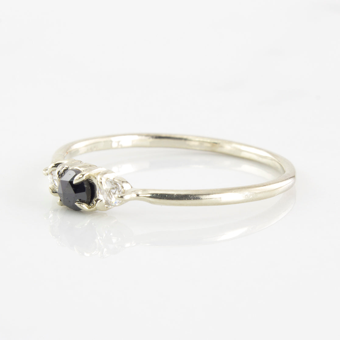 Petite Black and White Diamond Ring | 0.12 ctw | SZ 5.25 |