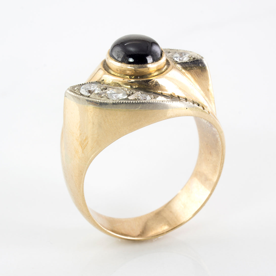 Black Star Sapphire and Diamond Statement Ring | 0.40 ctw | SZ 11.5 |
