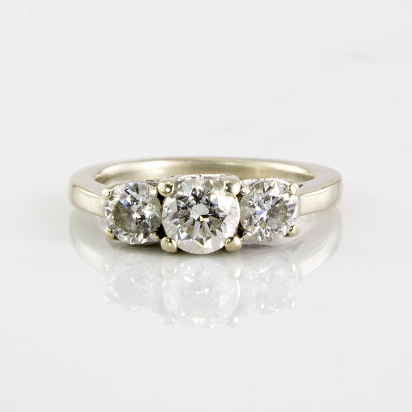 Diamond Detailed Three Stone Engagement Ring | 0.87 ctw | SZ 3.75 |