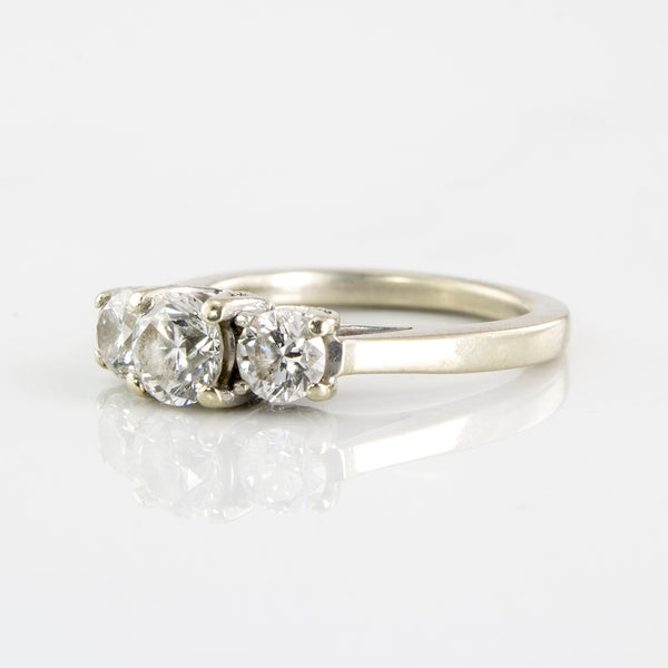 Diamond Detailed Three Stone Engagement Ring | 0.87 ctw | SZ 3.75 |