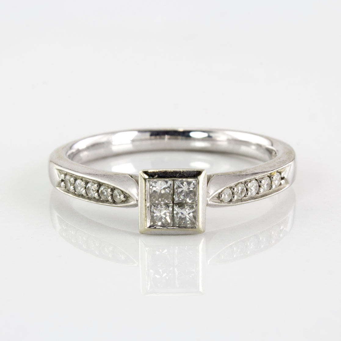 Princess Cut Cluster Diamond Solitaire Ring | 0.37 ctw | SZ 6.75 |