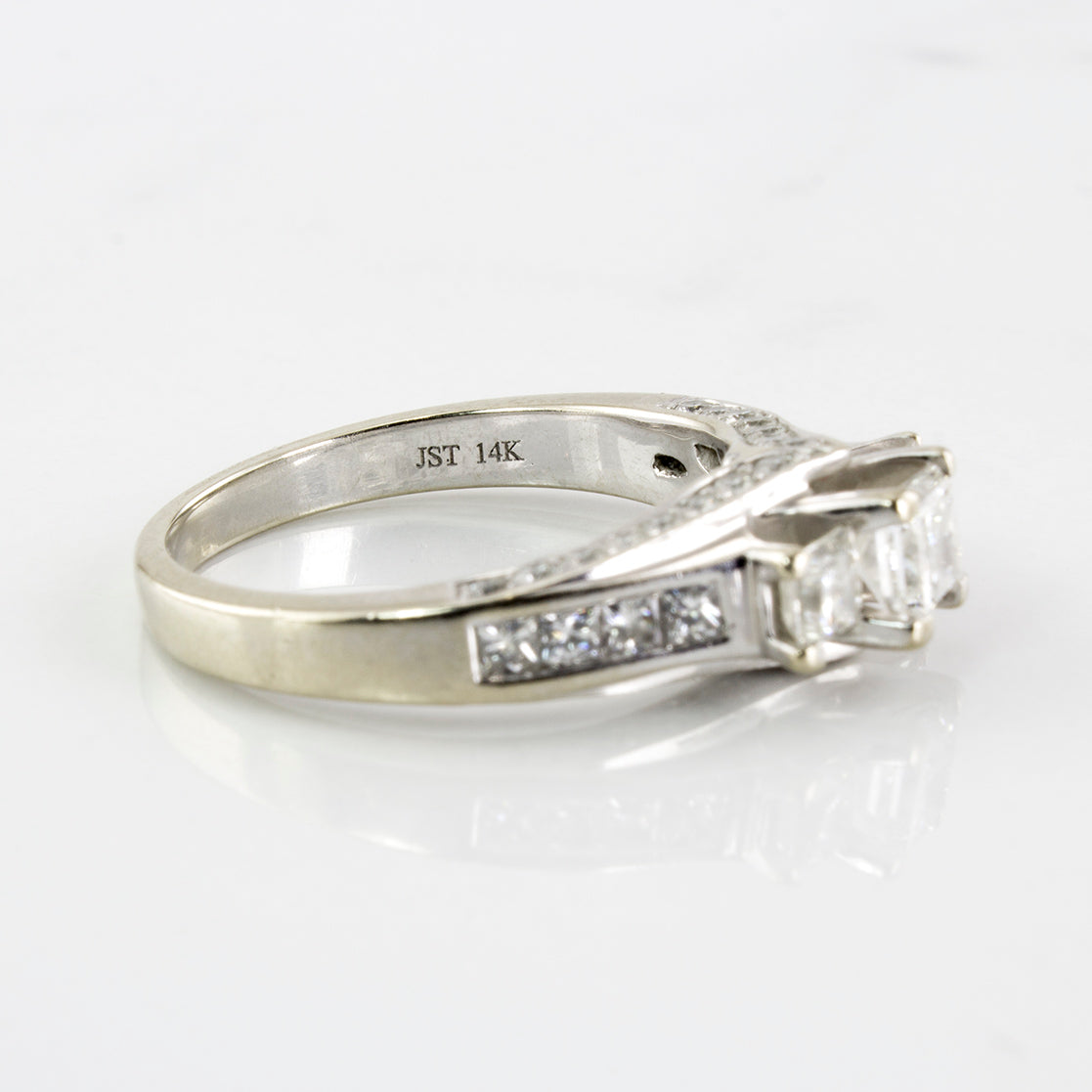 Diamond Detailed Cathedral Princess Cut Ring | 1.52 ctw | SZ 7 |