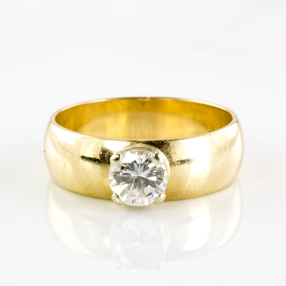 Wide Band Solitaire Diamond Ring | 0.46 ctw | SZ 5.75 |