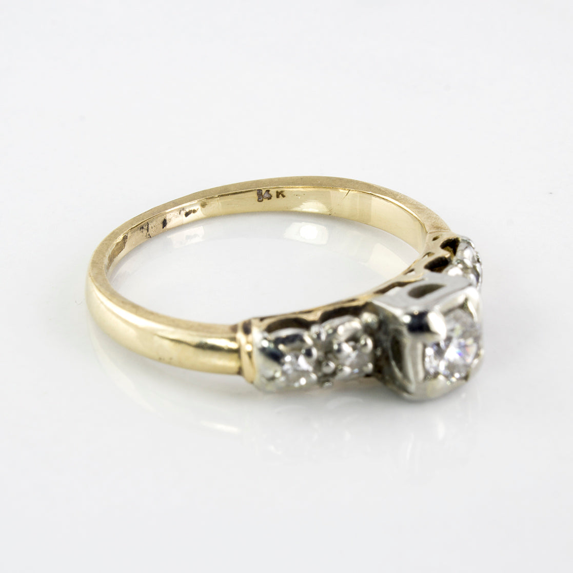 Retro Era Two Tone Diamond Engagement Ring | 0.31 ctw | SZ 6.75 |