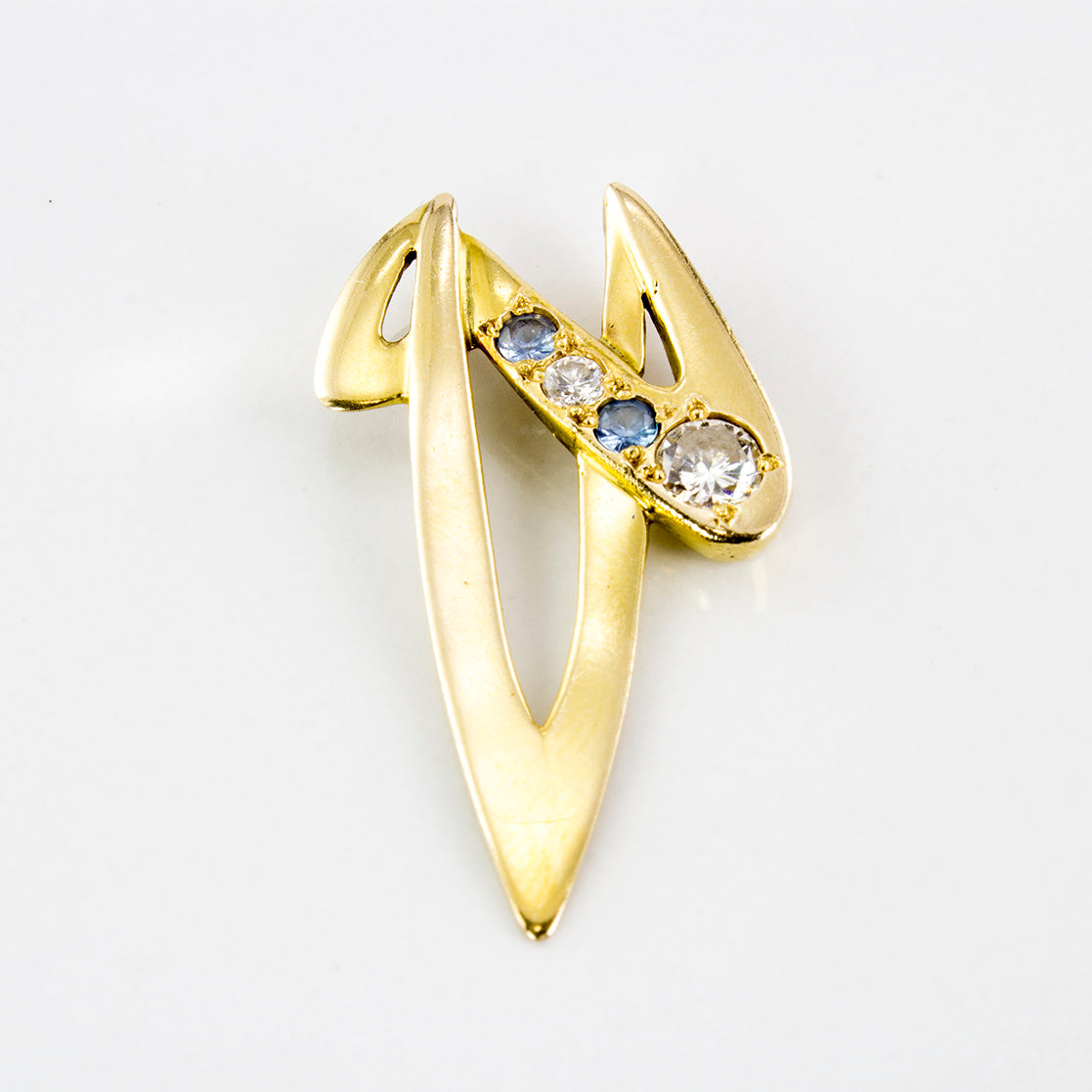 Abstract Diamond & Aquamarine Pendant | 0.39 ctw |