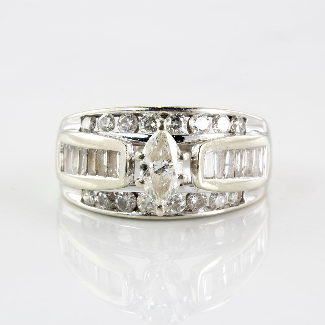 Wide Band Marquise Cut Diamond Ring | 1.40 ctw | SZ 7 |