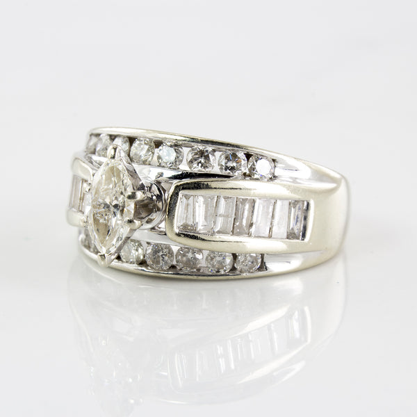 Wide Band Marquise Cut Diamond Ring | 1.40 ctw | SZ 7 |