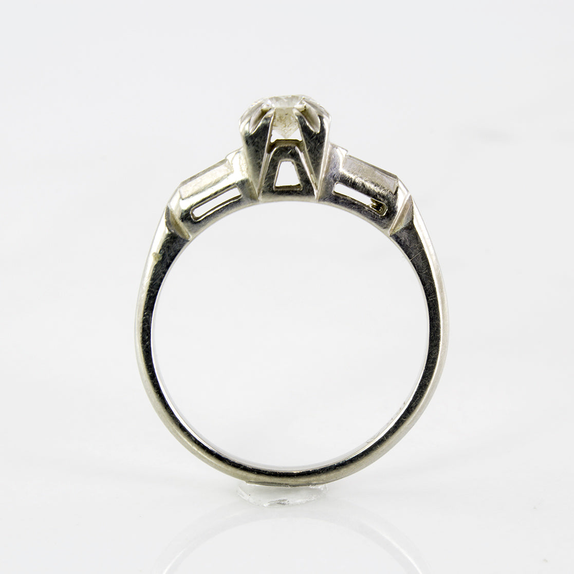 Retro Era Baguette Accented Engagement Ring | 0.29 ctw | SZ 4.75 |