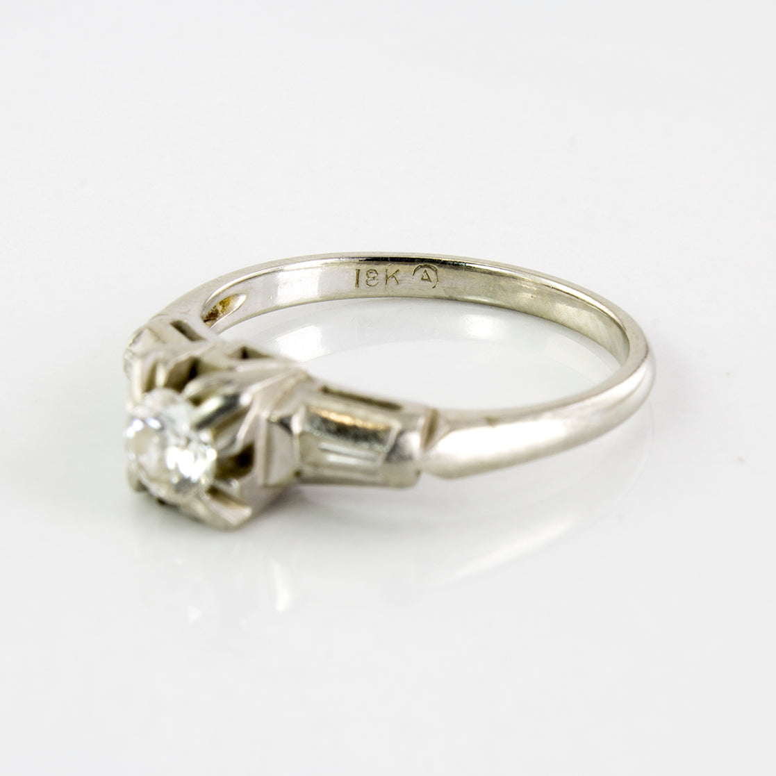 Retro Era Baguette Accented Engagement Ring | 0.29 ctw | SZ 4.75 |
