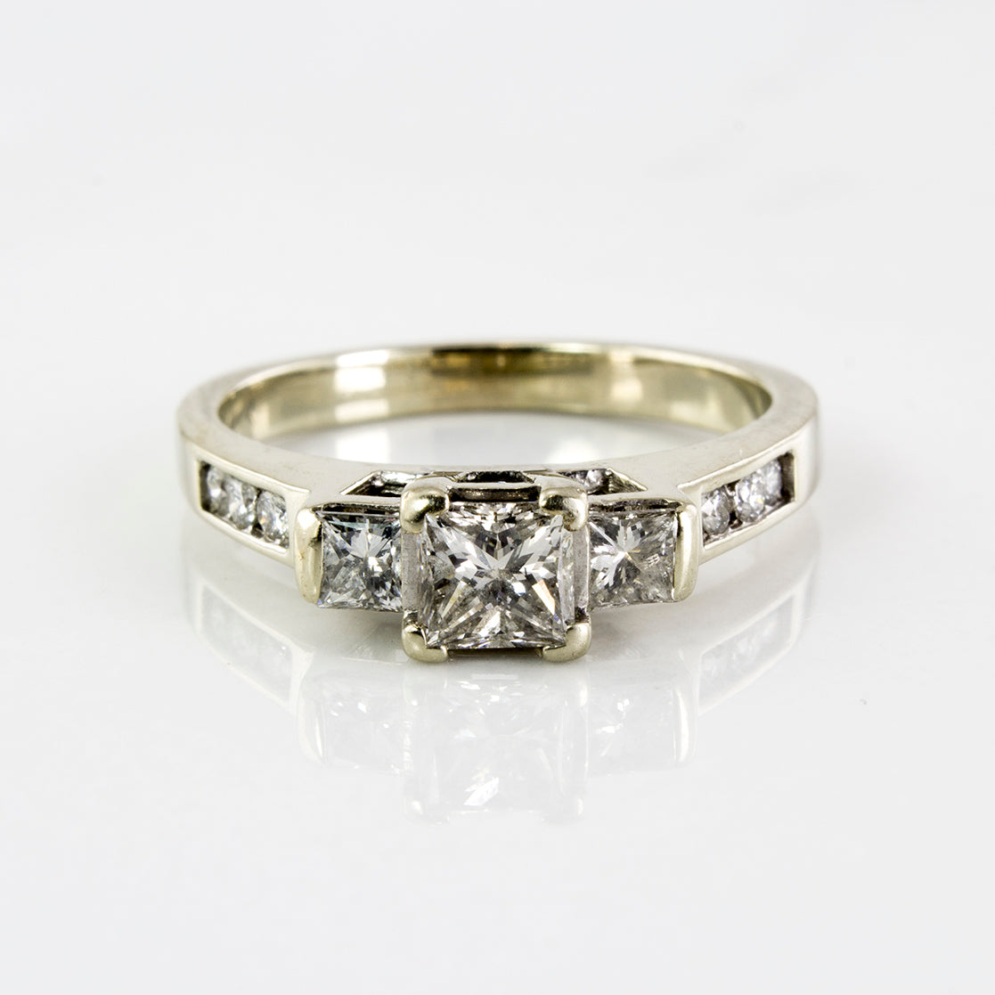 Three Stone Princess Cut Diamond Ring | 0.87 ctw | SZ 6.5 |