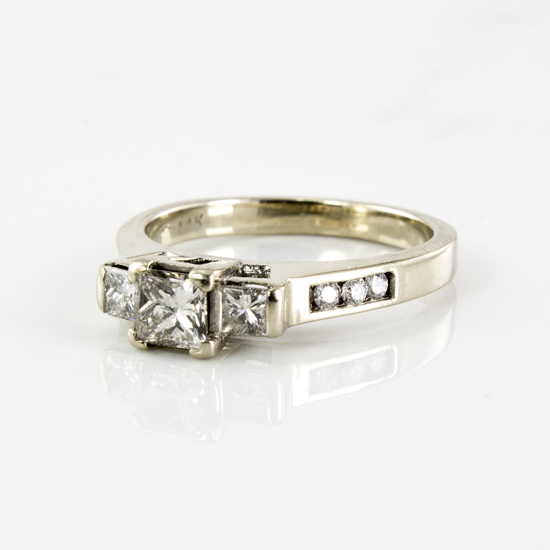 Three Stone Princess Cut Diamond Ring | 0.87 ctw | SZ 6.5 |