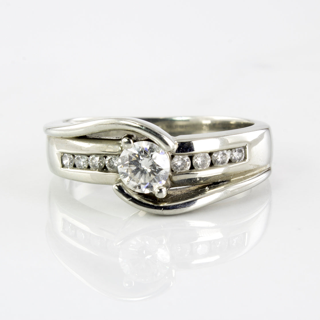 Channel Accented Diamond Bypass Ring | 0.61 ctw | SZ 9 |