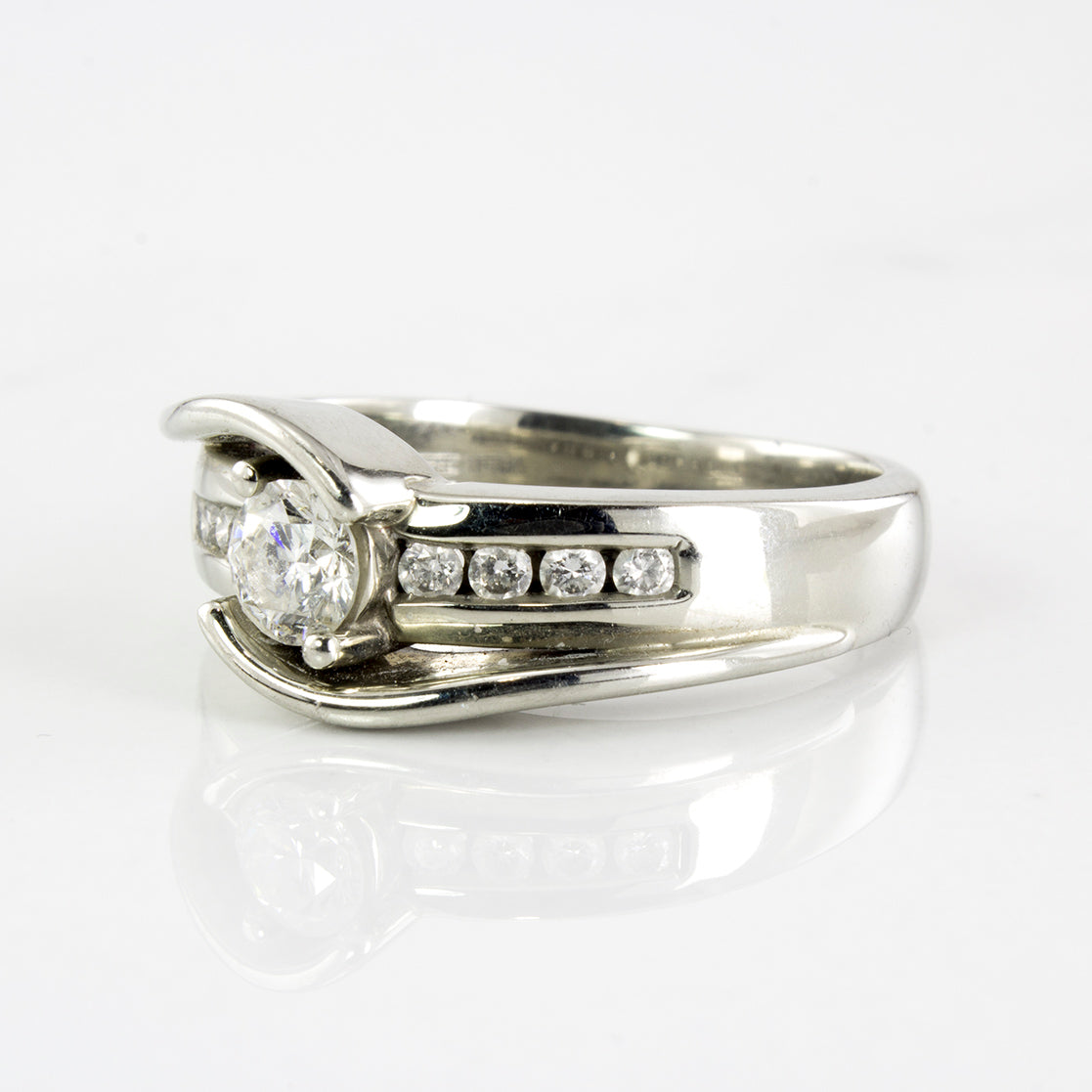 Channel Accented Diamond Bypass Ring | 0.61 ctw | SZ 9 |