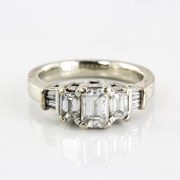 Three Stone Emerald Cut Engagement Ring | 1.00 ctw | SZ 5.75 |