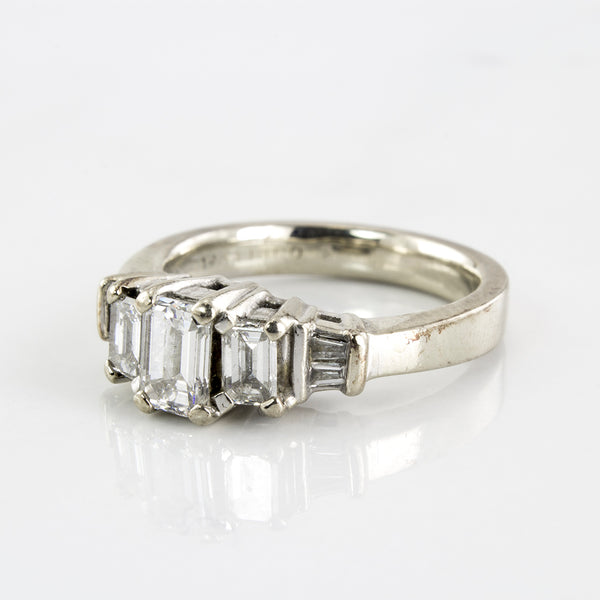 Three Stone Emerald Cut Engagement Ring | 1.00 ctw | SZ 5.75 |