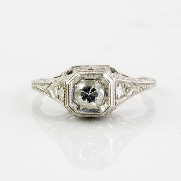 Art Deco Diamond Solitaire Ring | 0.24 ctw | SZ 5 |