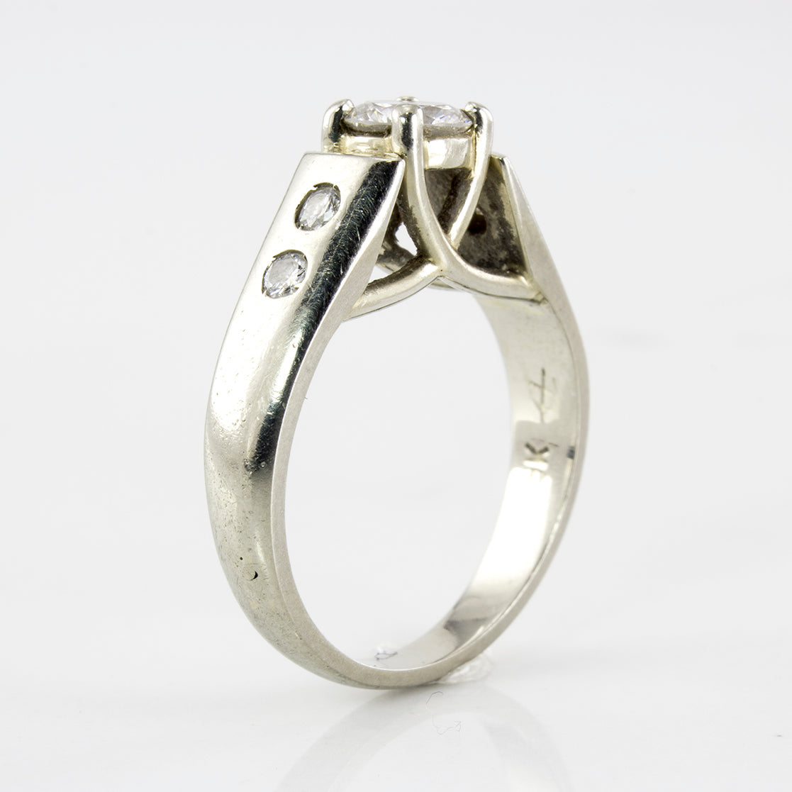 Gypsy Set Diamond Detailed Engagement Ring | 0.58 ctw | SZ 3.5 |