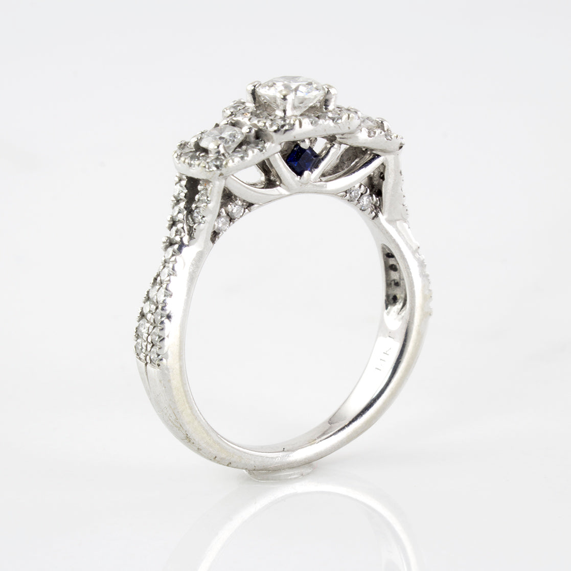 Three Stone Diamond Halo Ring | 1.31 ctw | SZ 6.25 |