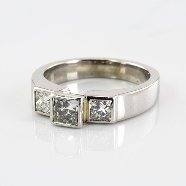 Three Stone Princess Diamond Ring | 0.76 ctw | SZ 4.75 |
