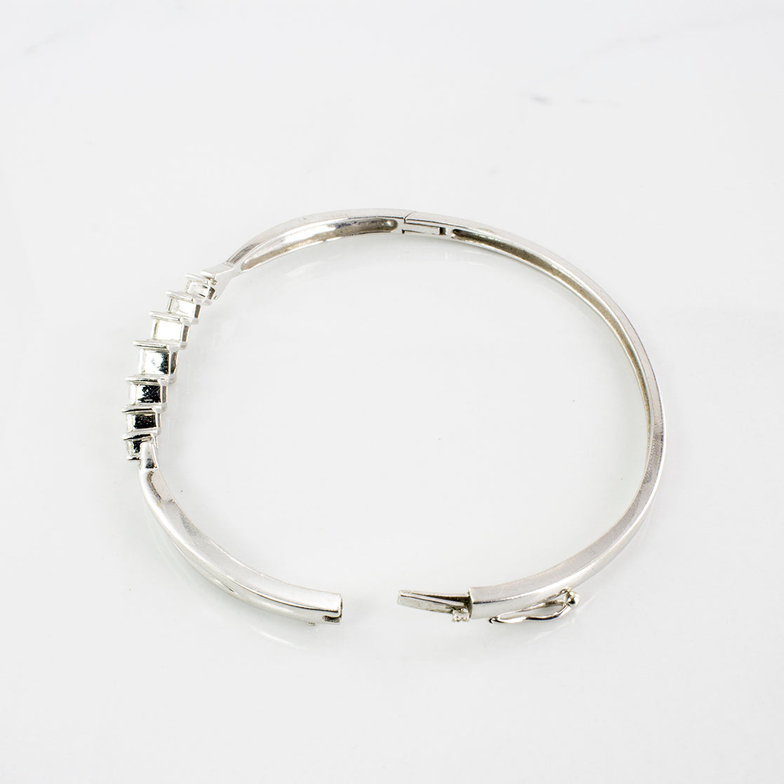 Princess Cut Diamond Hinged Bangle | 1.00 ctw | SZ 7" |