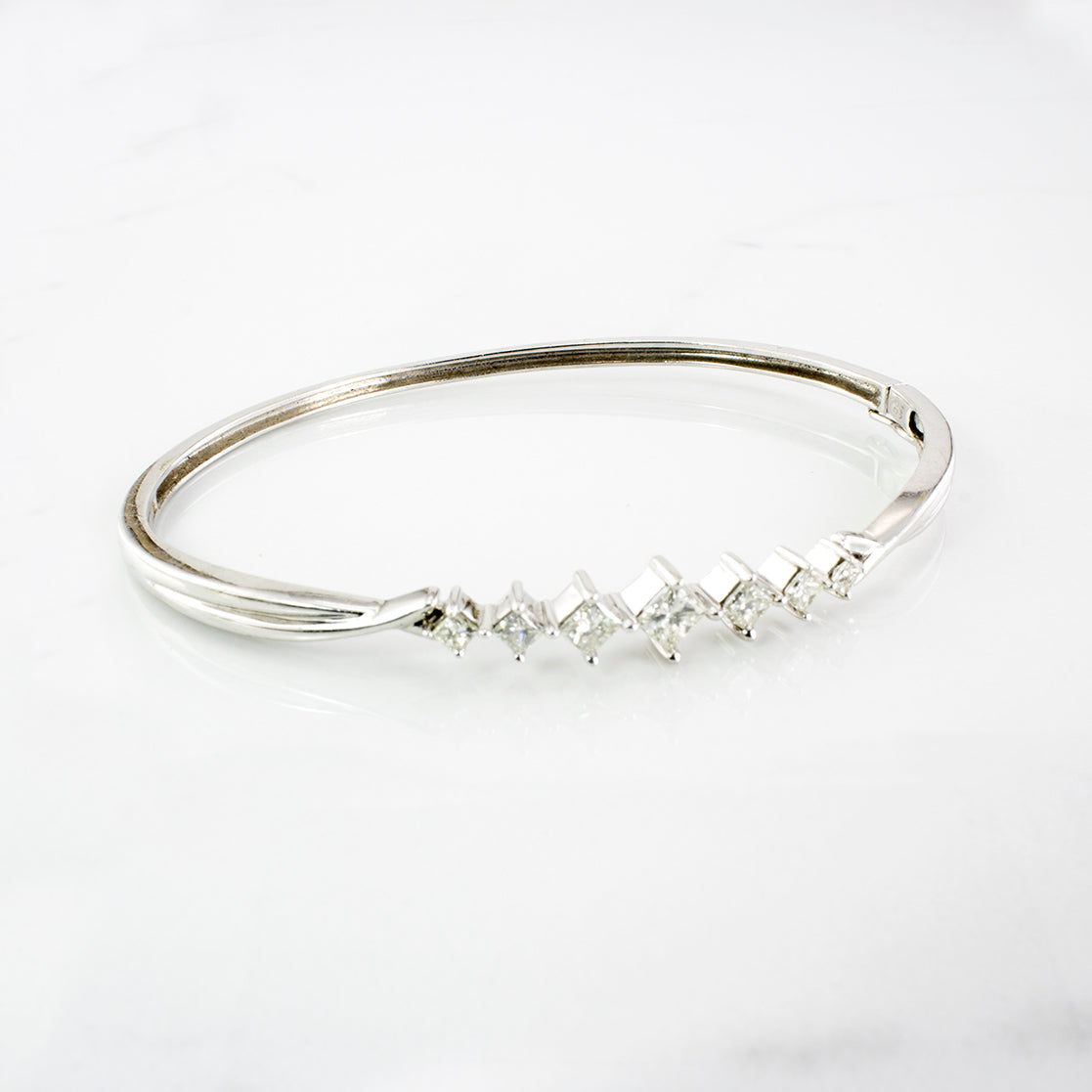 Princess Cut Diamond Hinged Bangle | 1.00 ctw | SZ 7" |