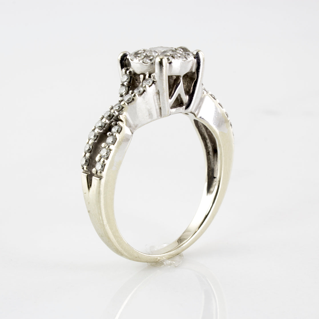 Braided Band Diamond Halo Ring | 0.77 ctw | SZ 5.75 |