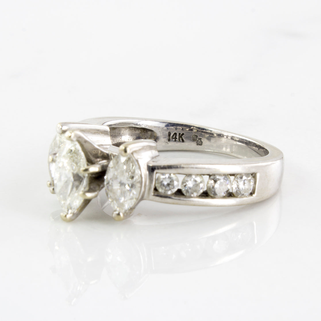 Three Stone Marquise Cut Diamond Ring | 1.72 ctw | SZ 6 |