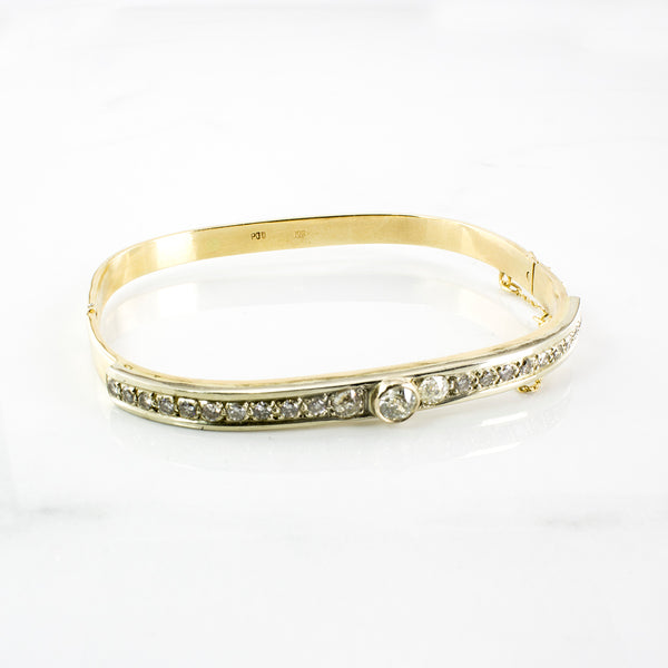 Hinged Art Deco Diamond Bangle Bracelet | 1.35 ctw | SZ 7.5