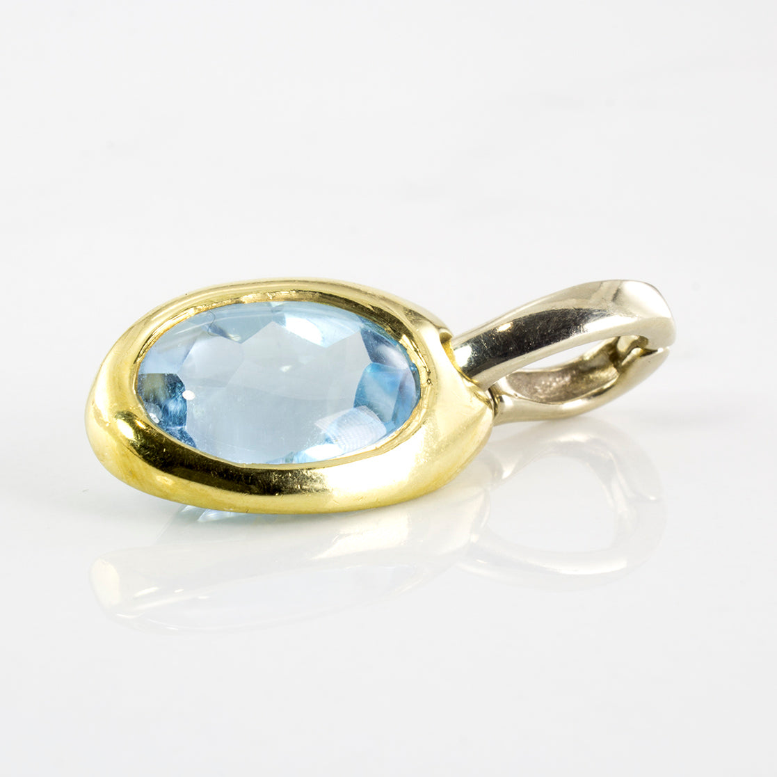 'Birks' Blue Topaz Two Tone Pendant | 4.00ct |