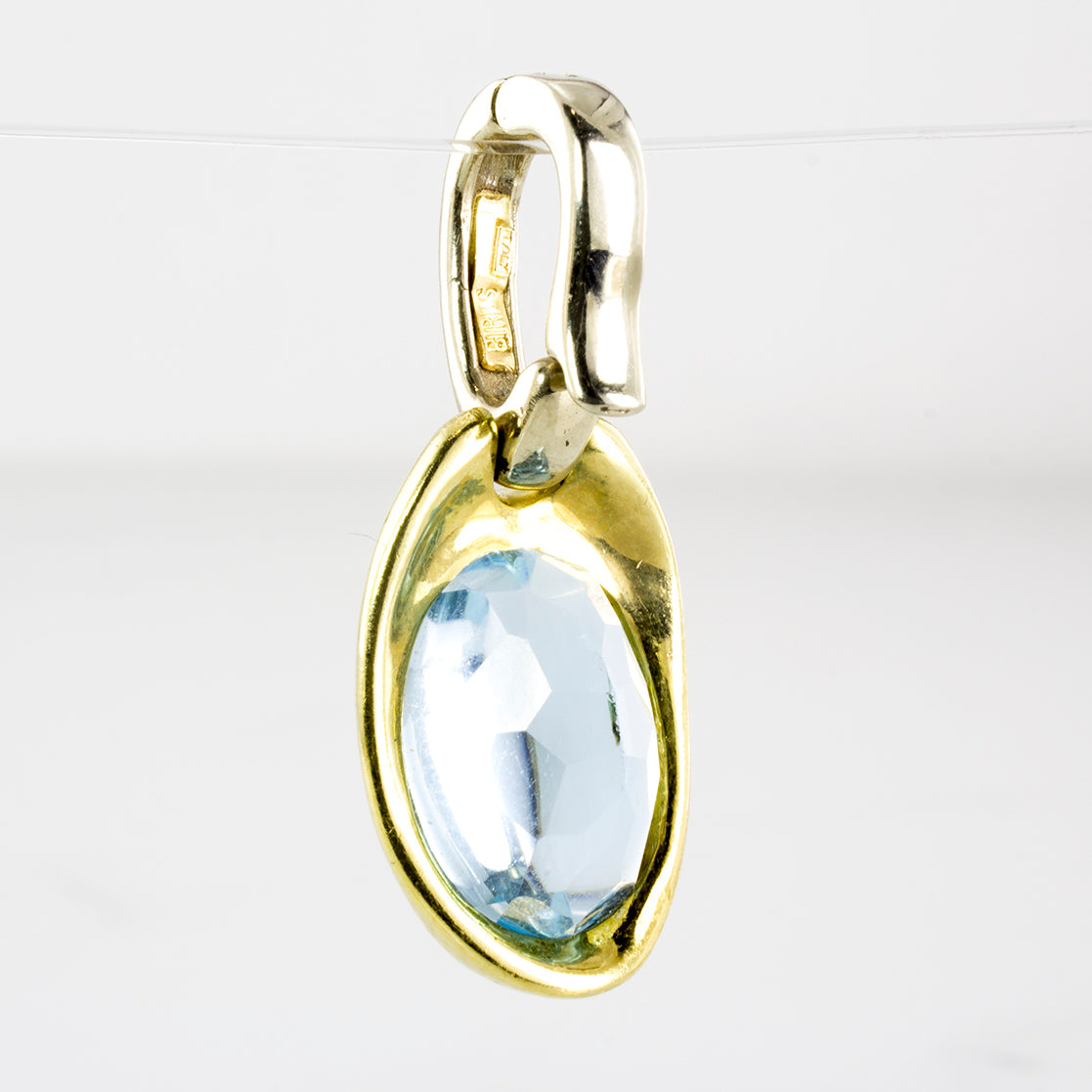 'Birks' Blue Topaz Two Tone Pendant | 4.00ct |