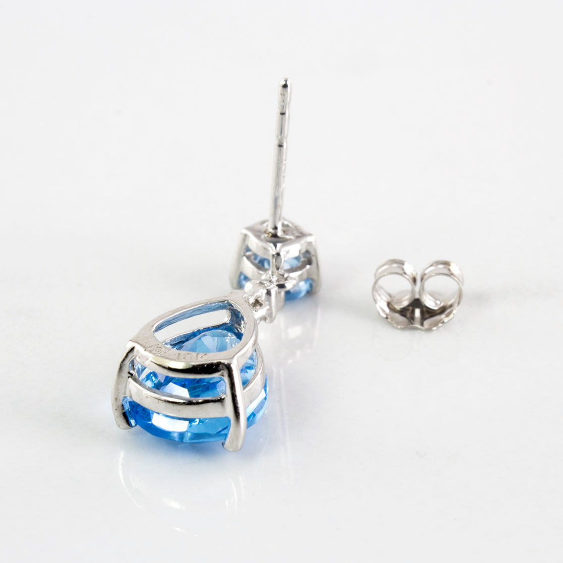 Blue Topaz & Diamond Drop Earrings | 4.30ctw, 0.01 ctw |