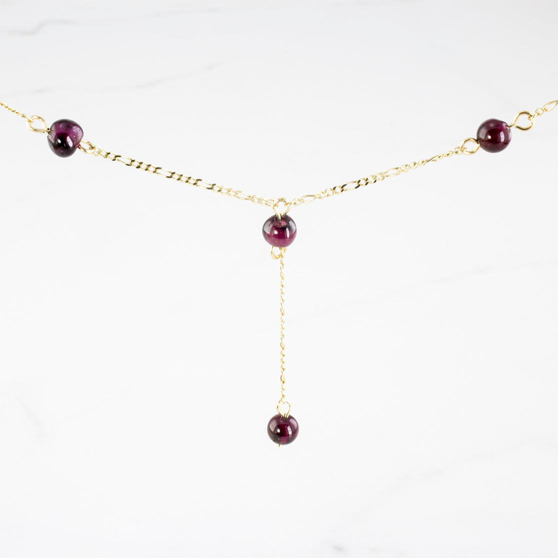 Four Bead Drop Garnet Necklace | 5.0 ctw |