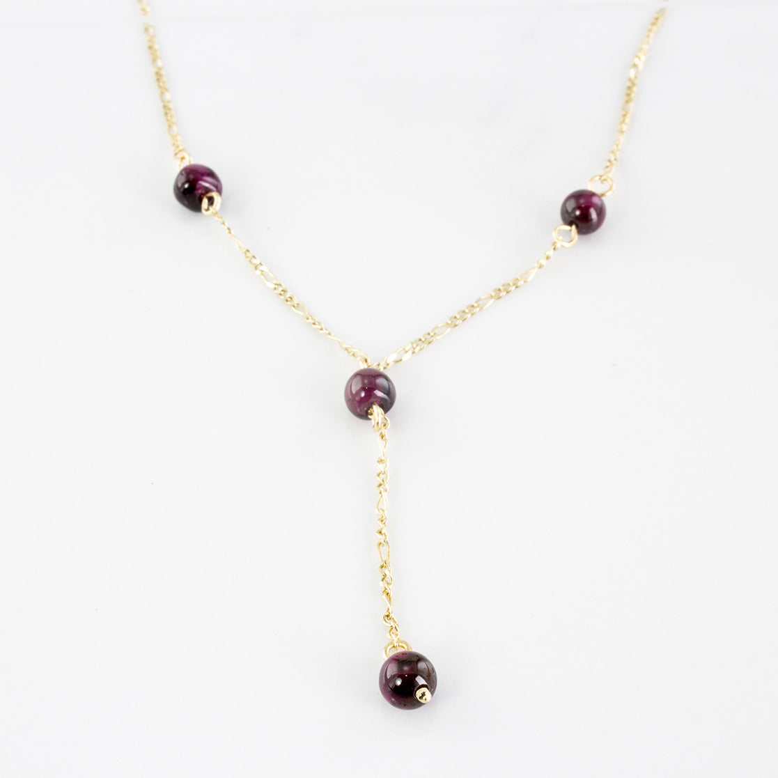 Four Bead Drop Garnet Necklace | 5.0 ctw |