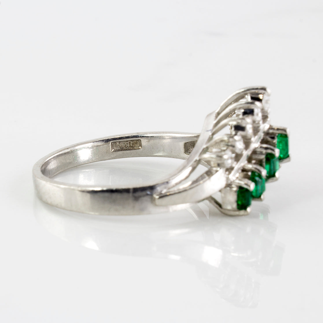 Diamond & Emerald Platinum Ring | 0.18ctw, 0.35ctw | SZ 5.5 |