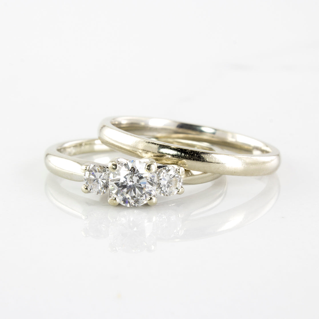 Three Stone Diamond Wedding Set | 0.51 ctw | SZ 5.25 |