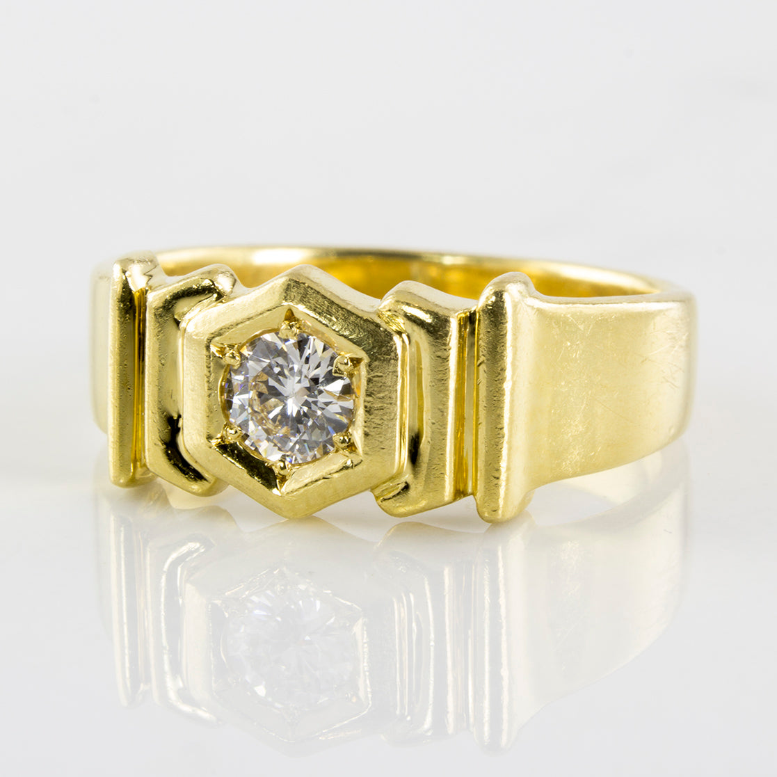 Hexagonal Gypsy Set Diamond Ring | 0.29 ct | SZ 9.25 |