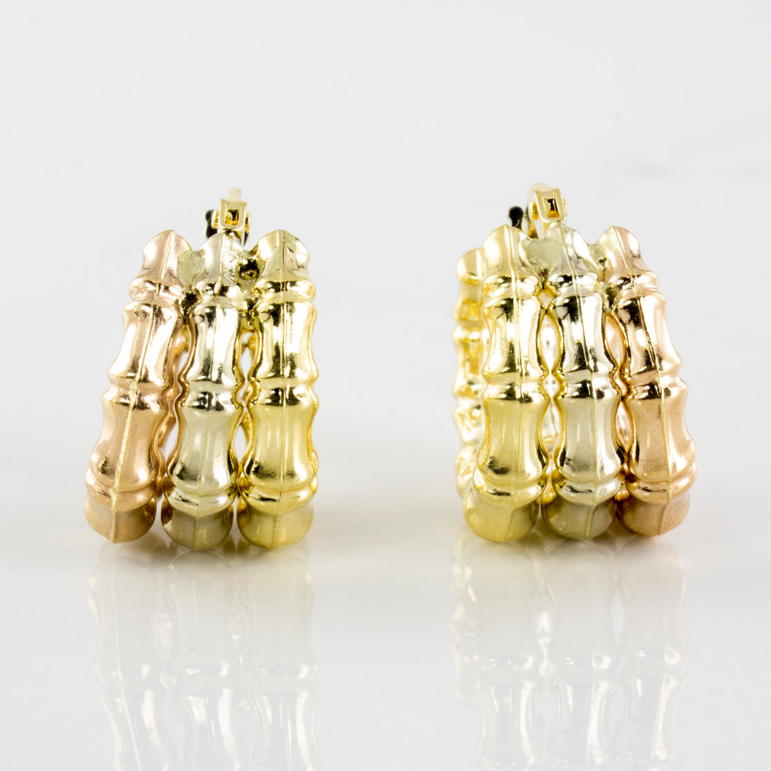 Tri Gold Hoop Earrings
