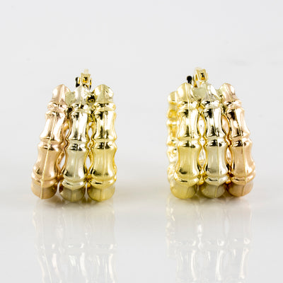 Tri Gold Hoop Earrings