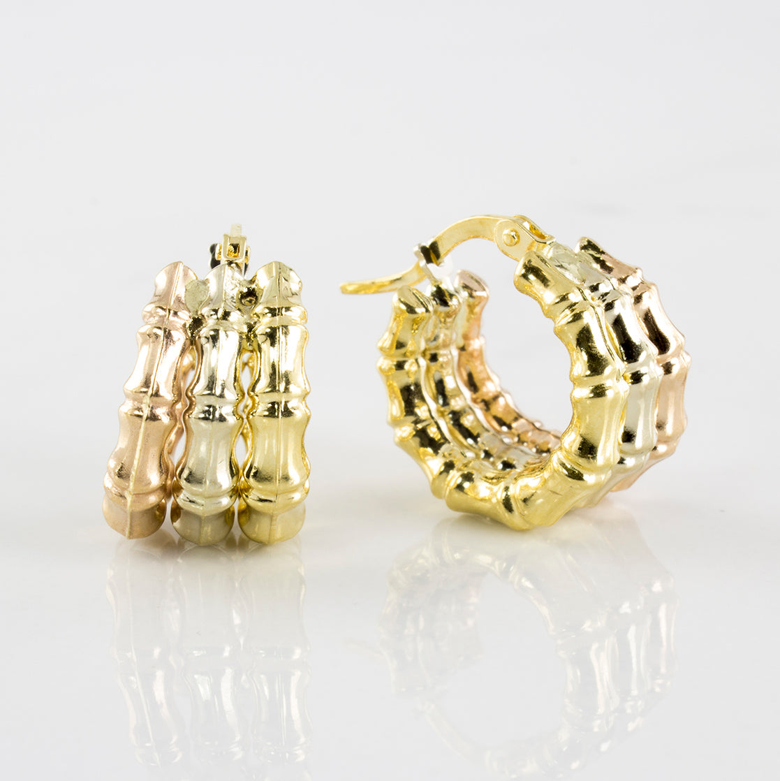 Tri Gold Hoop Earrings