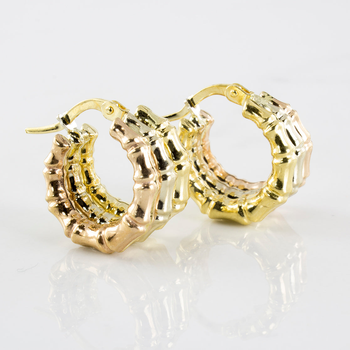 Tri Gold Hoop Earrings