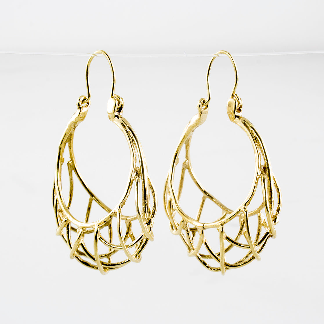 Open Work Drop Hoop Earrings