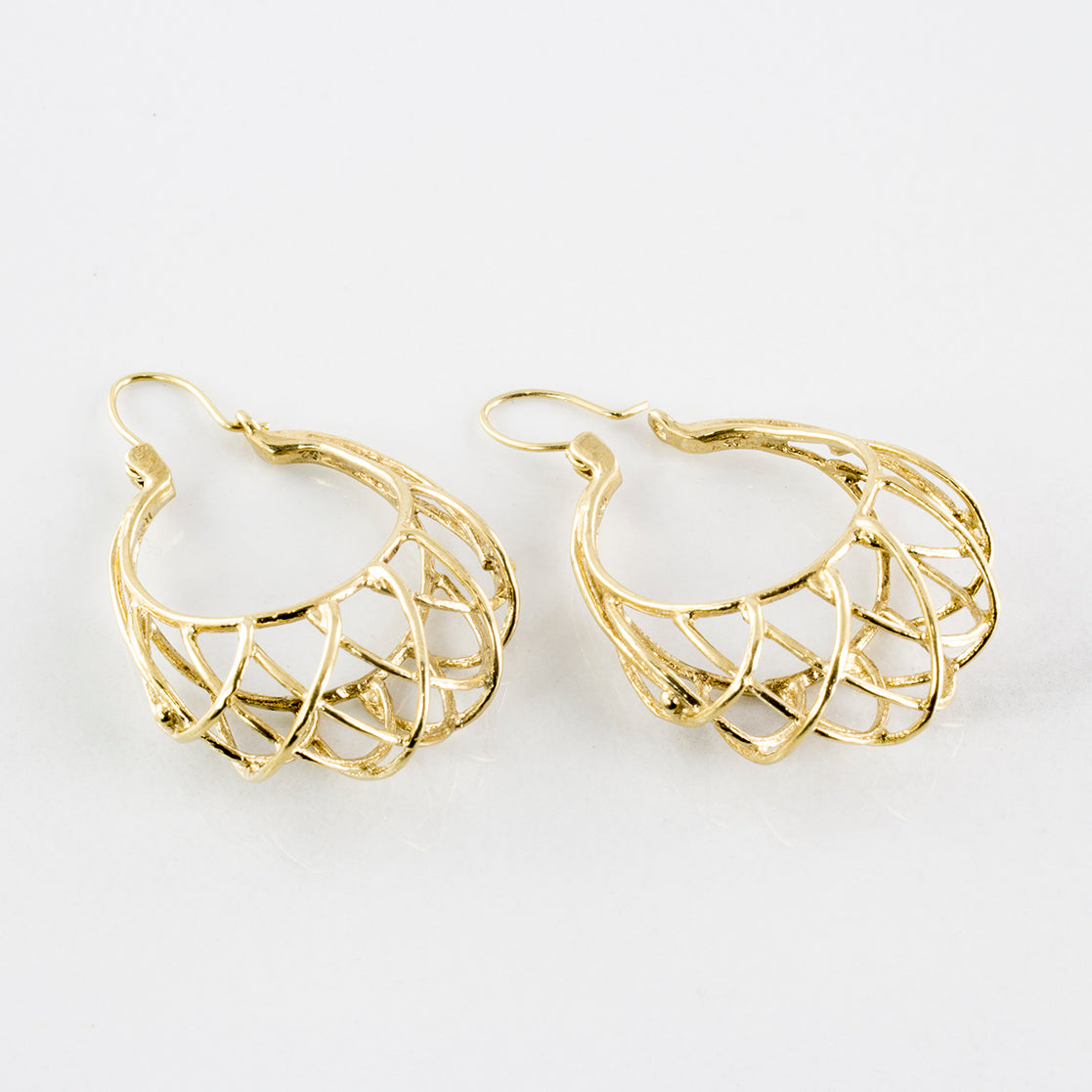 Open Work Drop Hoop Earrings