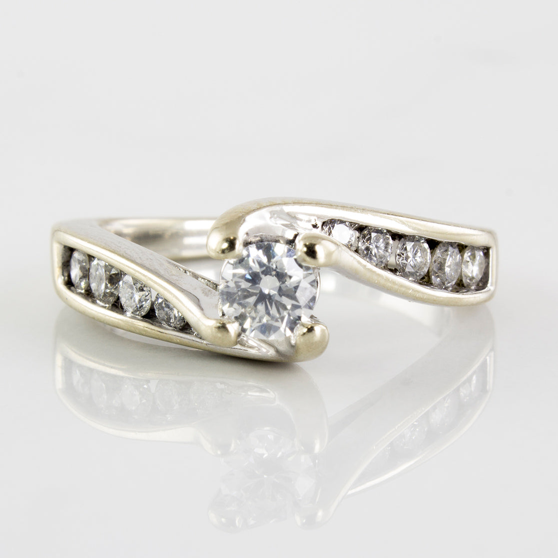 Bypass Diamond Solitaire Engagement Ring |