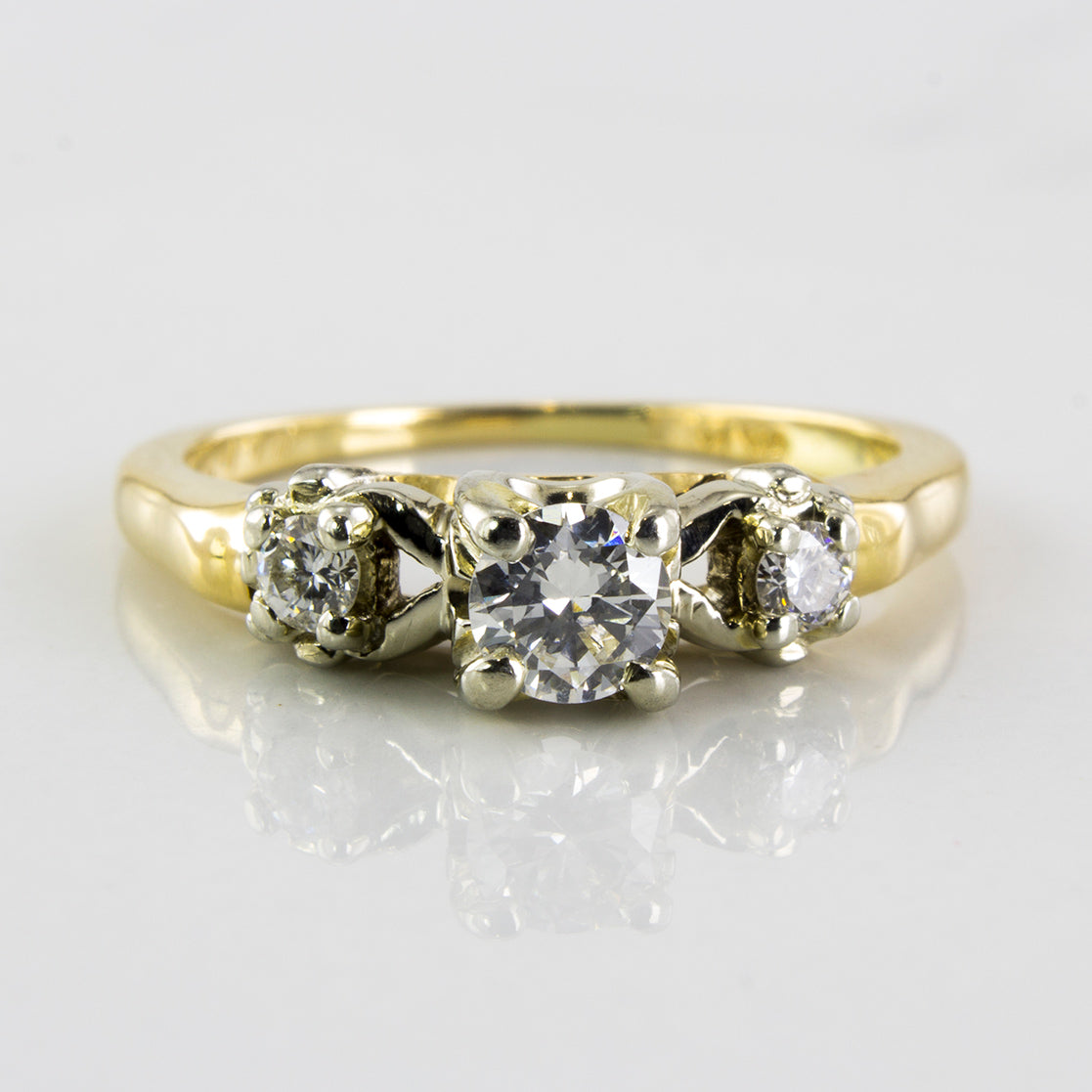 Early 1960's Three Stone Engagement Ring | 0.35 ctw | SZ 4.25 |