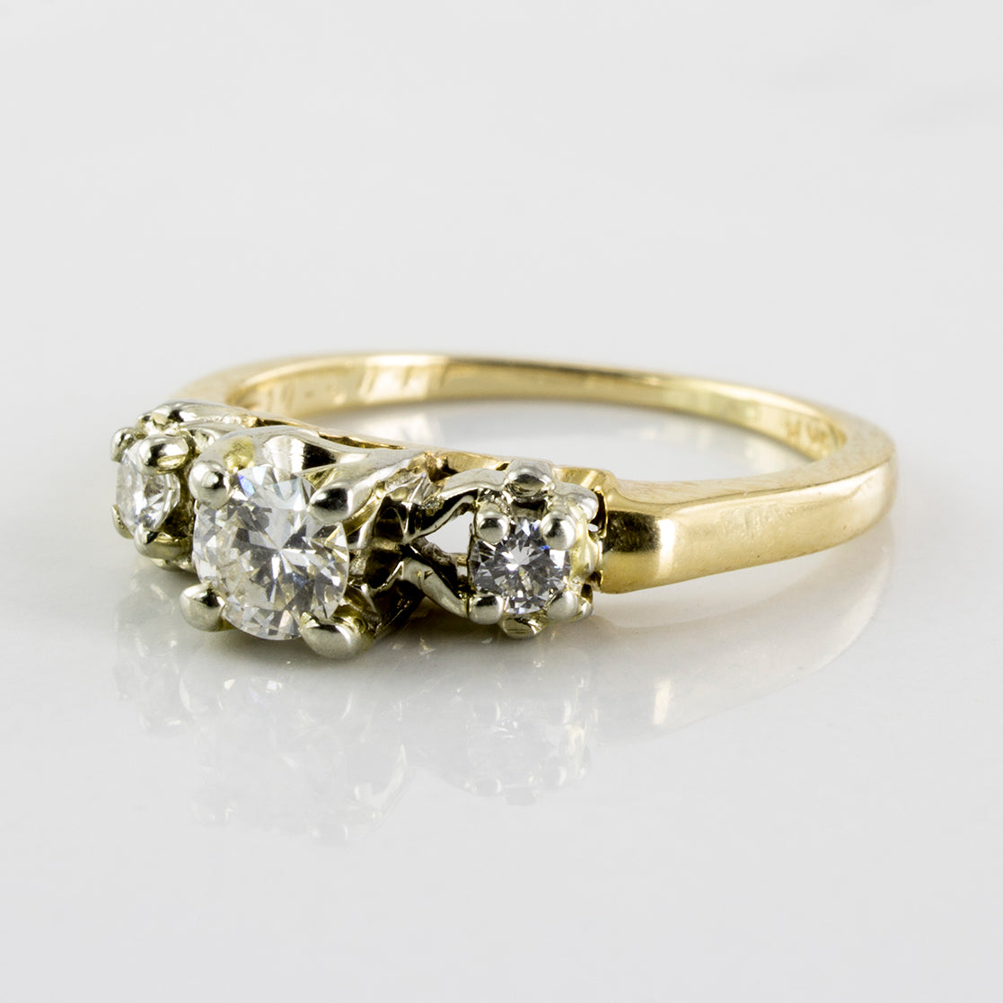 Early 1960's Three Stone Engagement Ring | 0.35 ctw | SZ 4.25 |