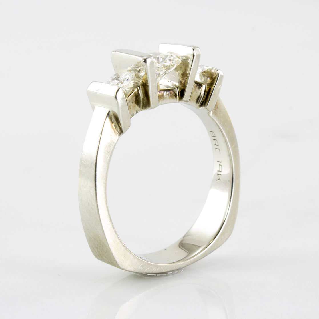 Tension Set Three Stone Diamond Engagement Ring | 0.48 ctw | SZ 4 |