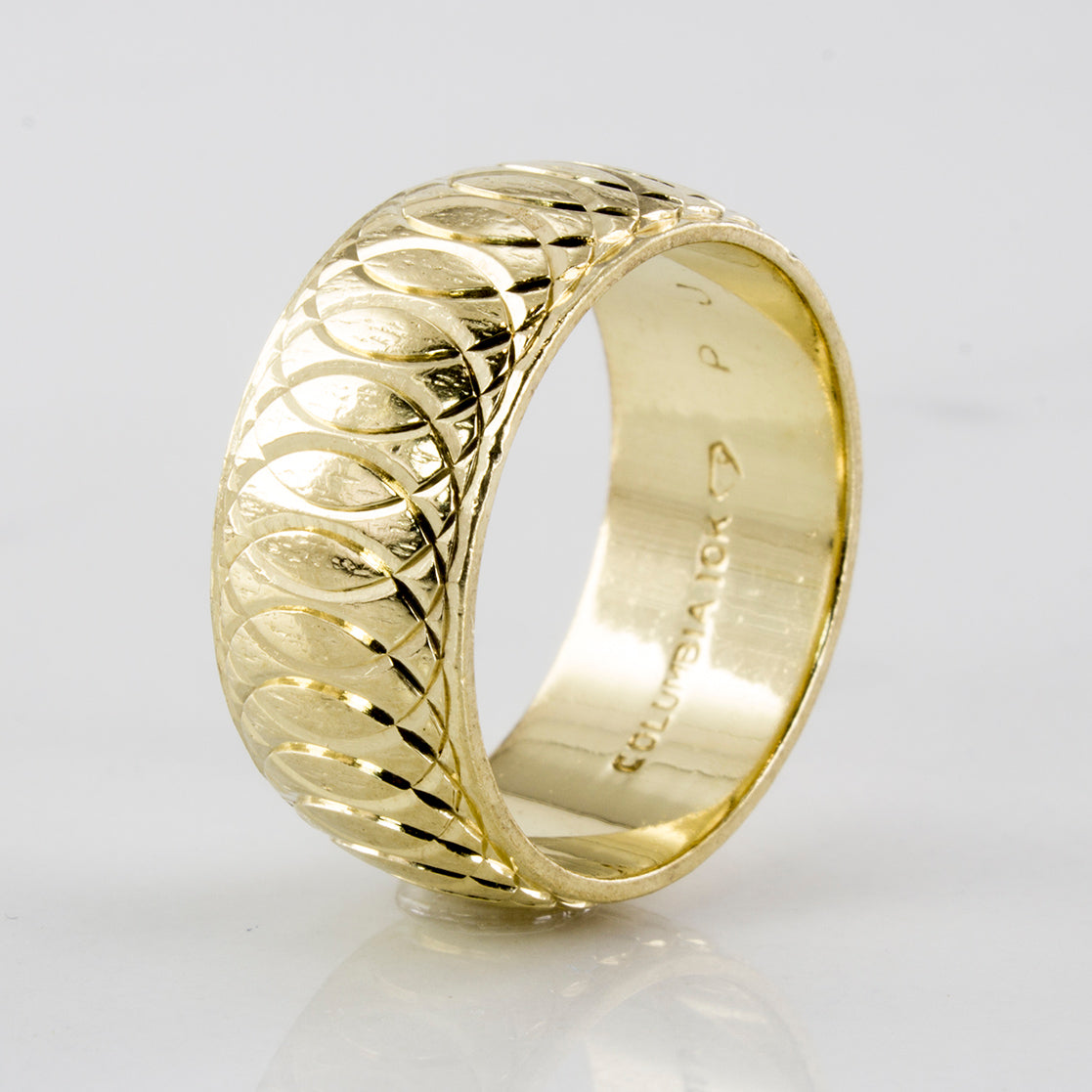 Engraved Patterned Wide Gold Band | SZ 5.25 |